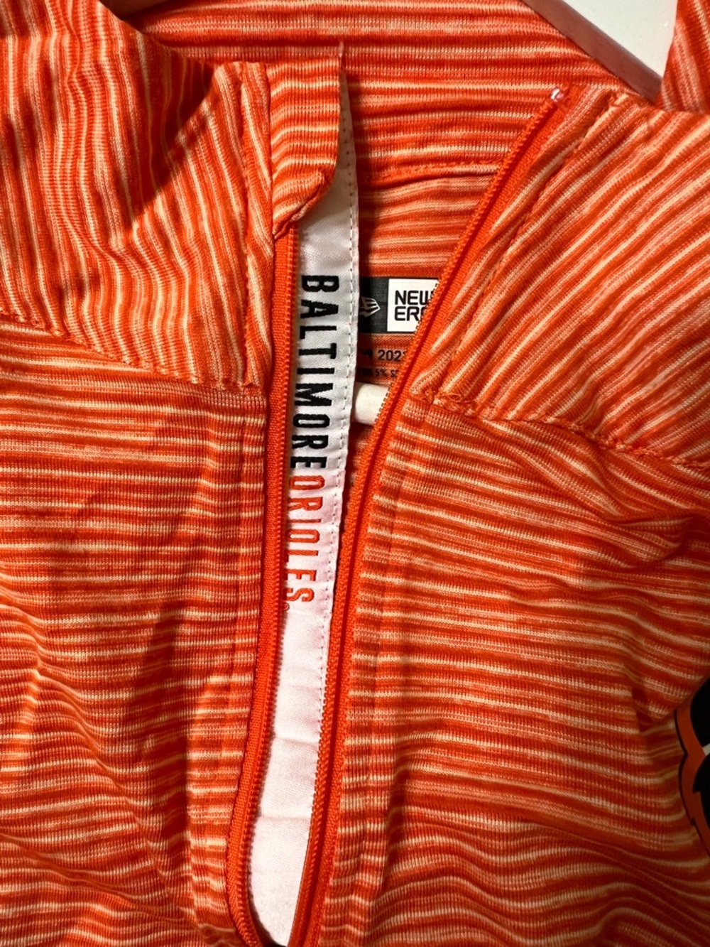 New Era Orange Striped Baltimore Orioles Quarter-Zip Pullover - Picture 7 of 11